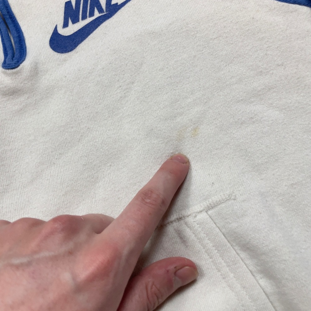 VTG Rare 70s Nike Orange Tag Cotton Quarter Zip Raglan Hoodie USA M White Blue - Picture 9 of 9